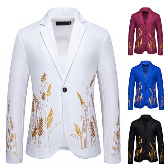 Damen Eleganter Blazer mit kunstvollem Pflanzenmuster und feiner Textur EB