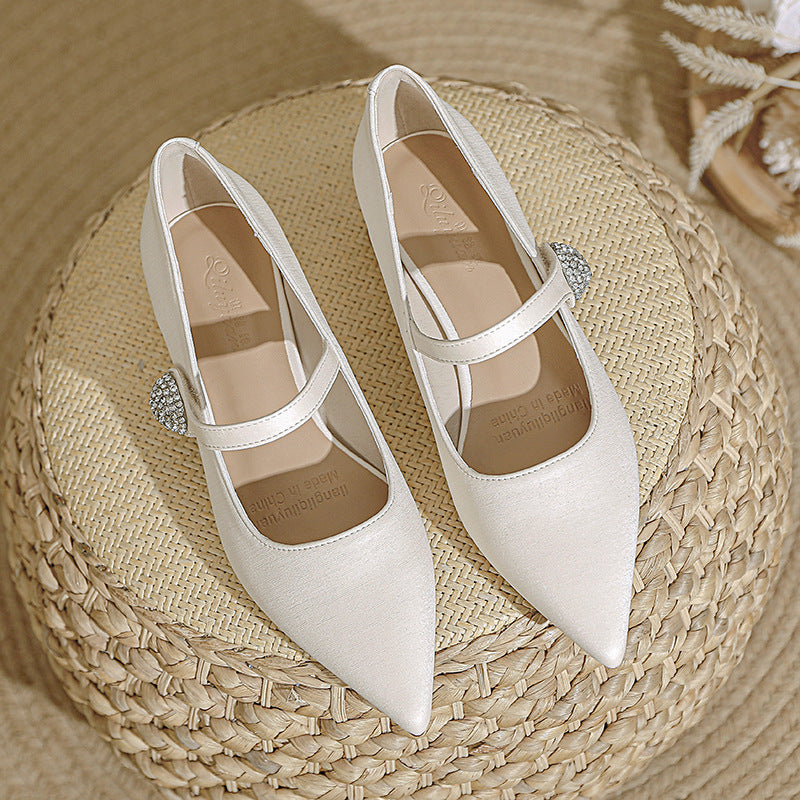 Damen elegante Ballerinas mit modischem Strassdetail EB