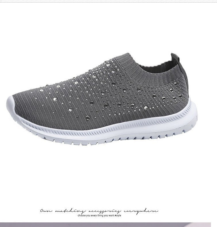 Damen sportive Slip-On Sneakers mit glitzernden Details EB