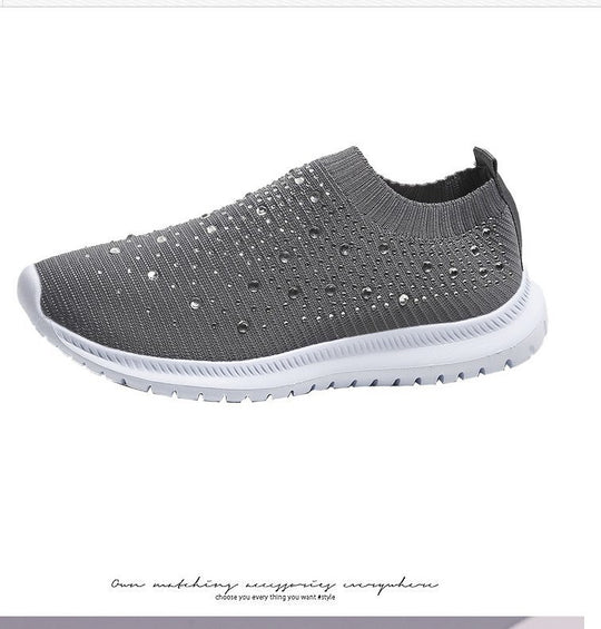 Damen sportive Slip-On Sneakers mit glitzernden Details EB