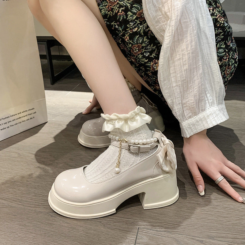Damen elegante High Heels mit Perlen- und Rüschendetail EB