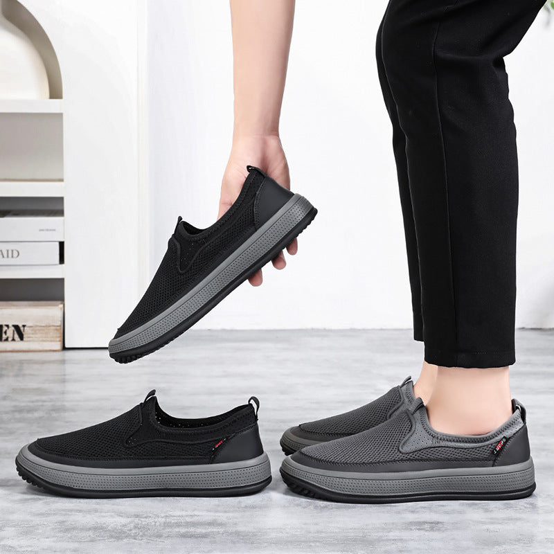Herren nan atmungsaktiver Slip-On Mesh-Sneaker mit elastischem Einstieg und perforierter EVA-Plateausohle EB