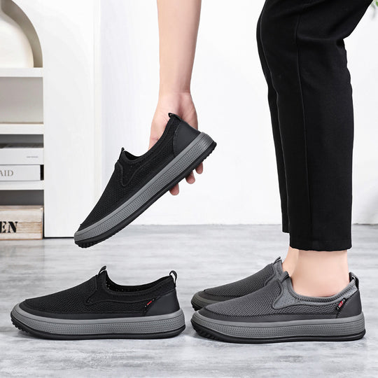 Herren nan atmungsaktiver Slip-On Mesh-Sneaker mit elastischem Einstieg und perforierter EVA-Plateausohle EB