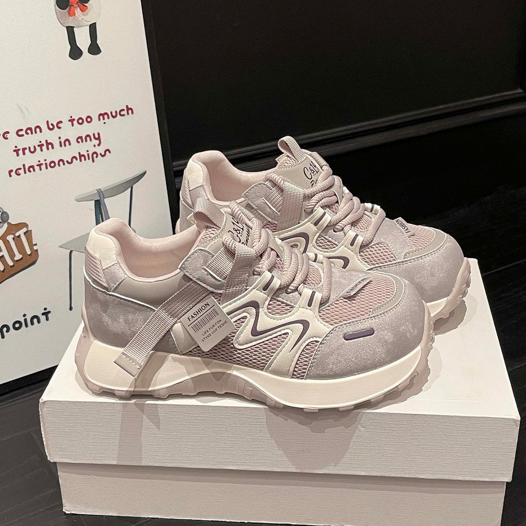 Damen Sportliche Sneakers mit atmungsaktiver Mesh-Oberfläche und verstärktem Fersenbereich EB