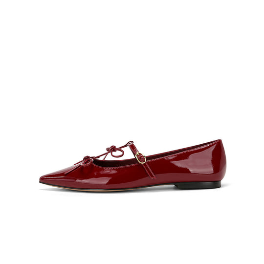 Damen Ballerina mit elegantem Schleifendetail und hochwertiger Lackoberfläche EB