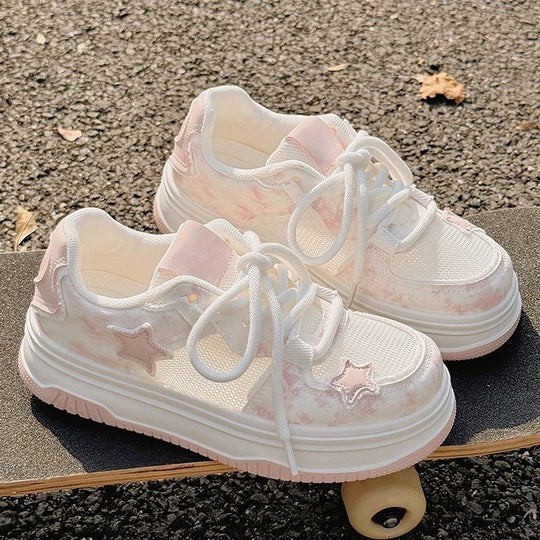 Damen bequeme Sneaker mit modischem Sternenmotiv EB