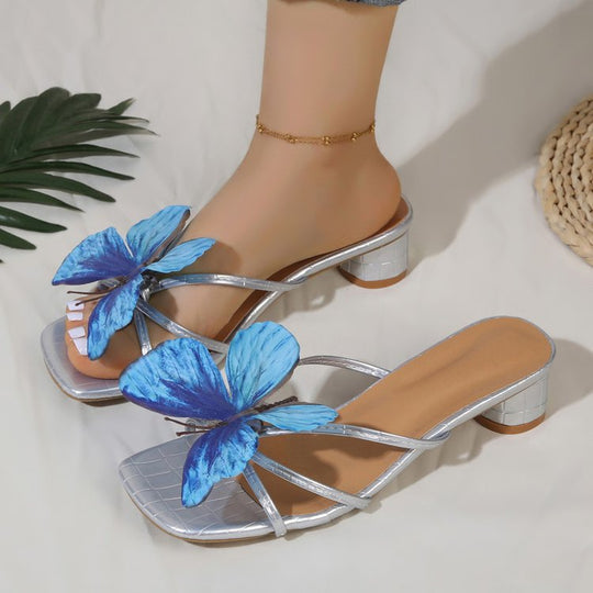 Damen Sandalen mit glamourem Schmetterlingsdesign EB