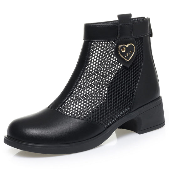 Damen Trendige Stiefeletten mit raffiniertem Netzdesign und flexiblem Blockabsatz EB