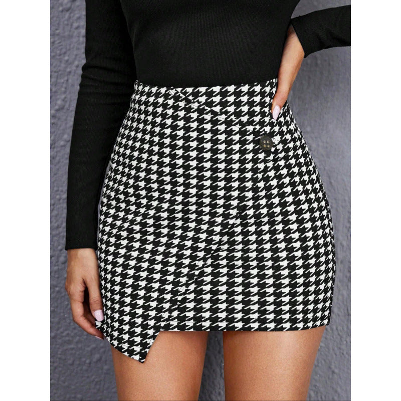Damen Minirock mit asymmetrischem Schnitt und Knöpfen EB