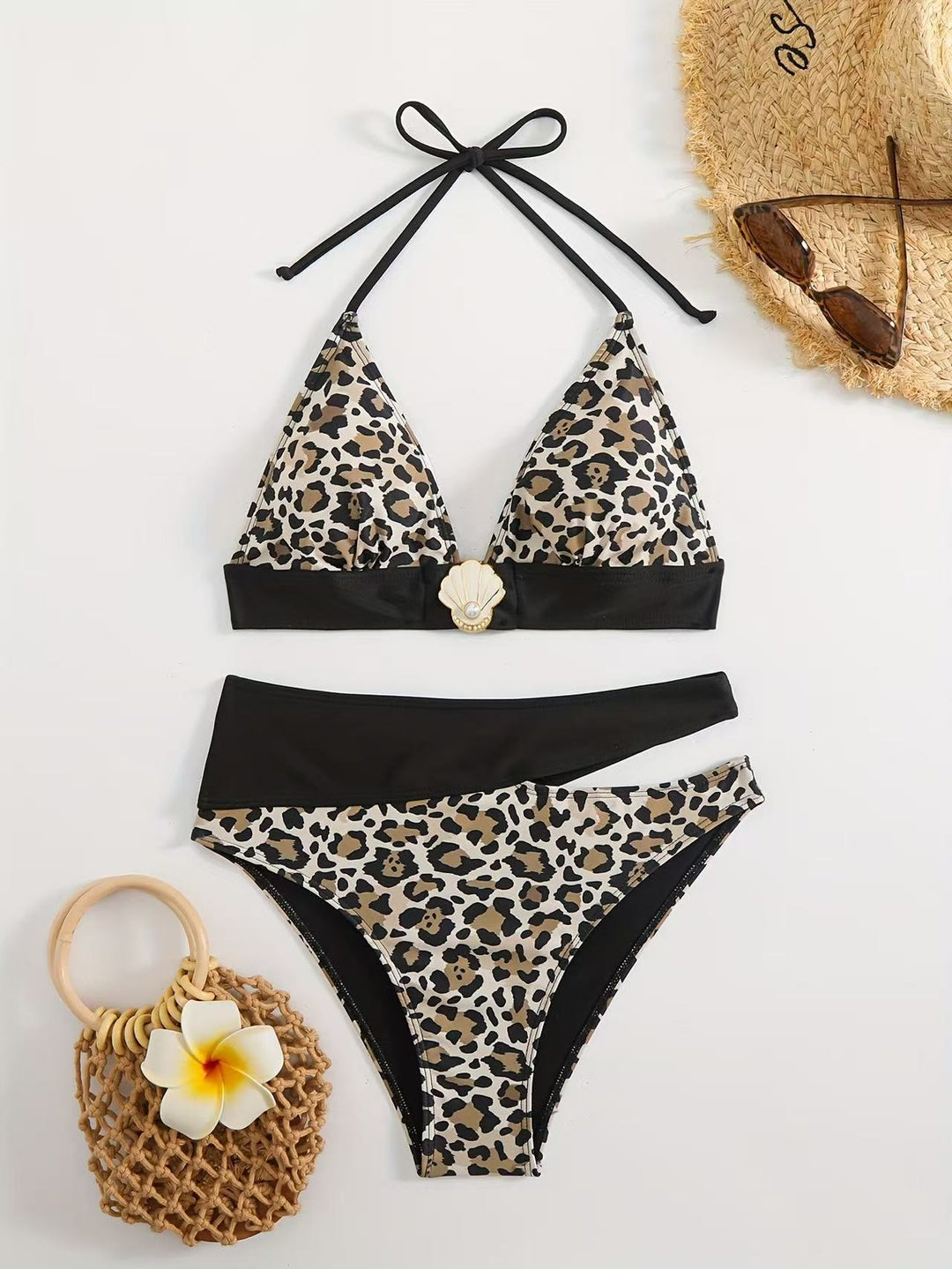 Damen Triangel-Bikini mit elegantem geometrischem Muster EB