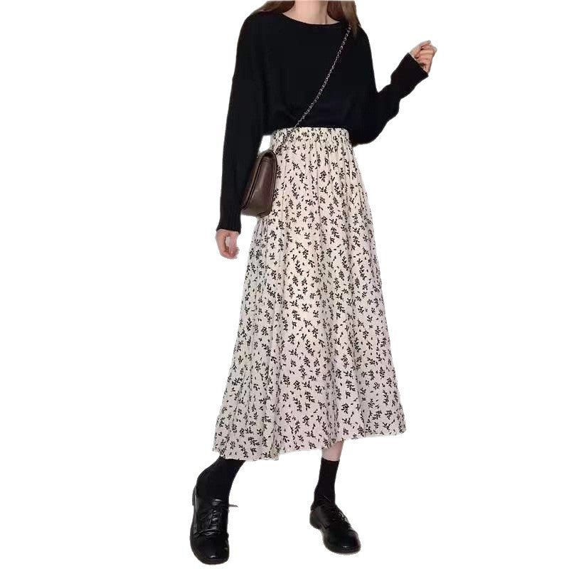Damen Midirock mit floralen Mustern und elastischem Bund EB