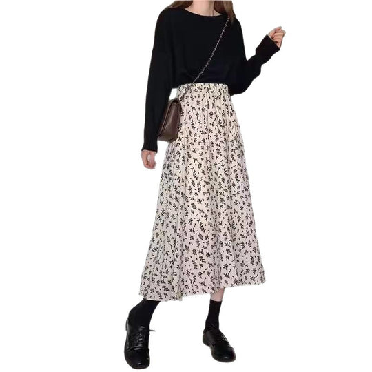 Damen Midirock mit floralen Mustern und elastischem Bund EB