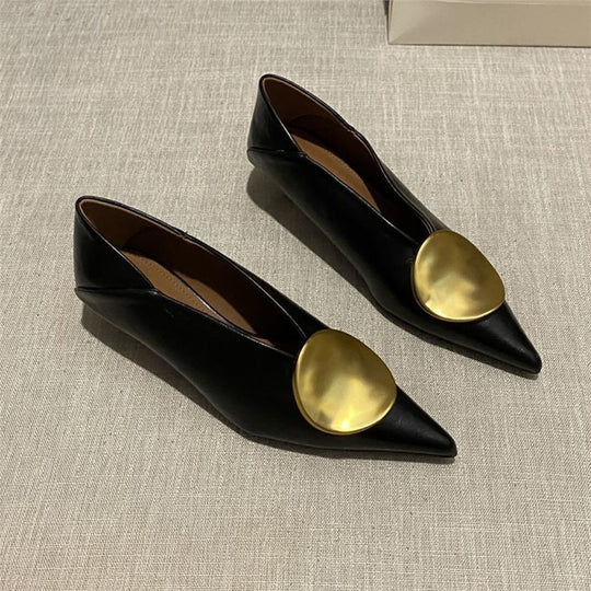 Damen spitze Ballerinas mit dekorativem Metallic-Detail EB