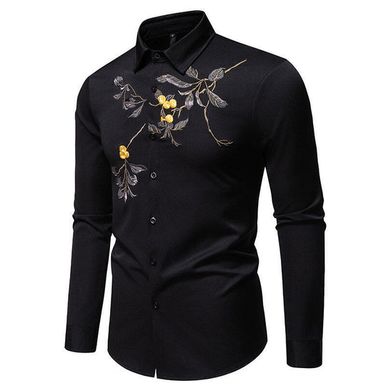 Herren Elegant besticktes Langarmhemd EB
