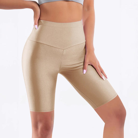 Damen Sportliche Hochbund-Radlerhose mit glänzendem Finish EB