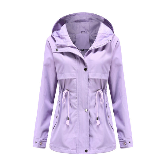 Damen nan wasserabweisender Parka mit taillenkordel und asymmetrischem Saum EB