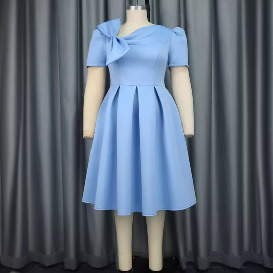 Damen A-Linien Kleid mit voluminösem Schleifenkragen EB