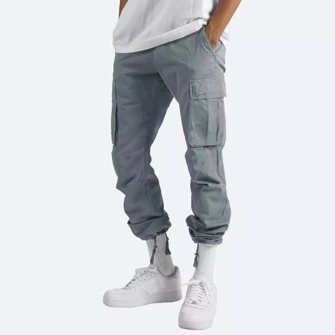 Herren nan lässige Baumwoll Cargo-Hose mit Multi-Taschen und verstellbarem Saum EB