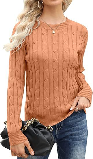 Damen klassischer Strickpullover mit Zopfdesign EB