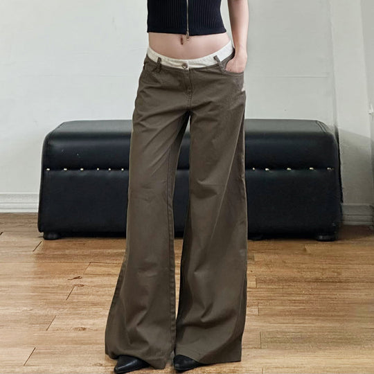Damen nan Highwaist-Culottehose mit weitem Bein und kontrastierendem Bunddetail EB