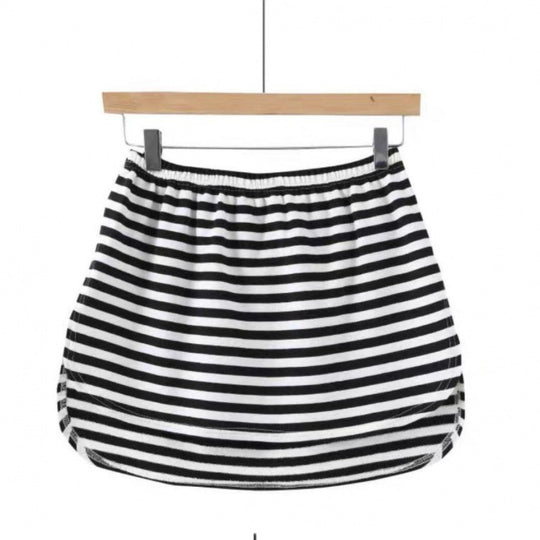 Damen lässiger Jersey-Rock mit elastischem Bund und modischem Streifenmuster EB