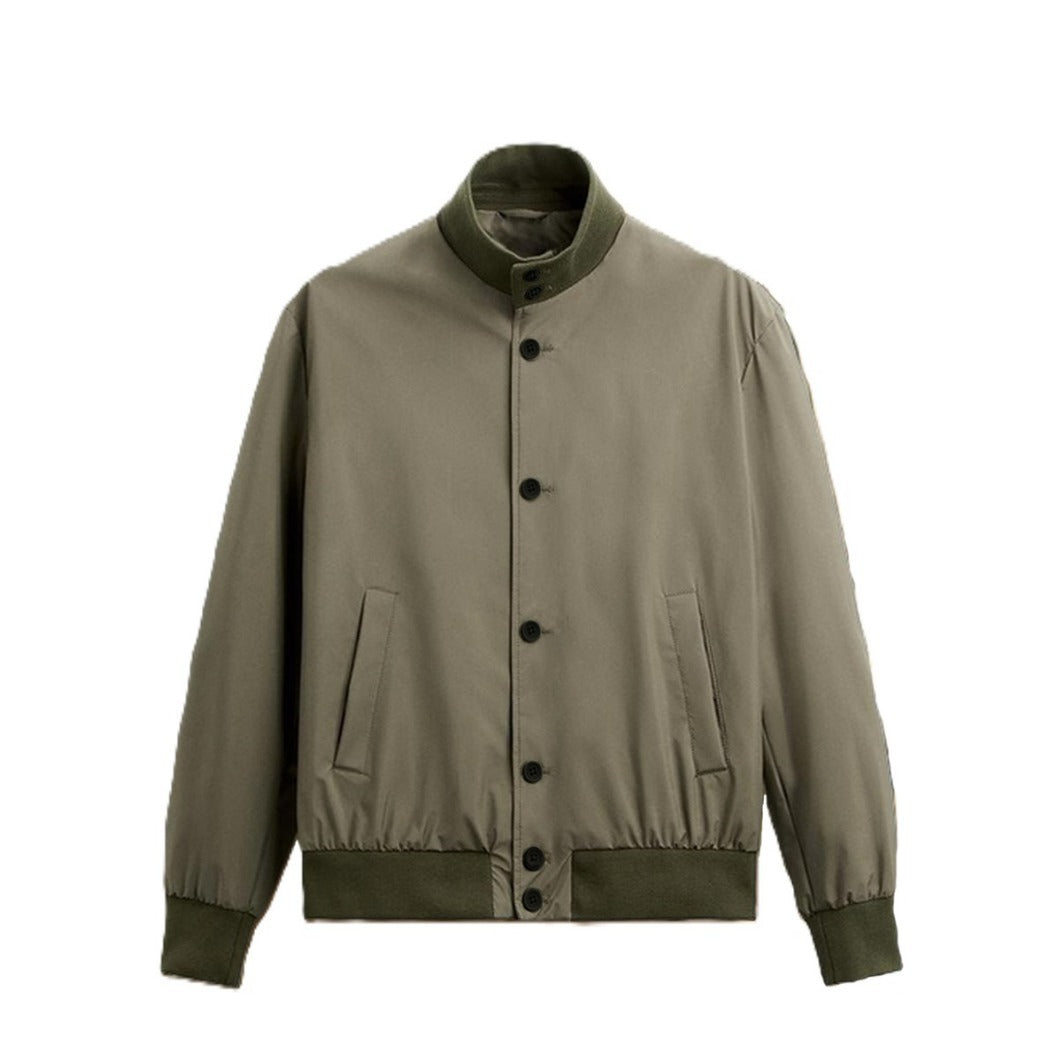 Herren stylische und praktische Bomberjacke mit elastischem Bund und Knopfleiste EB