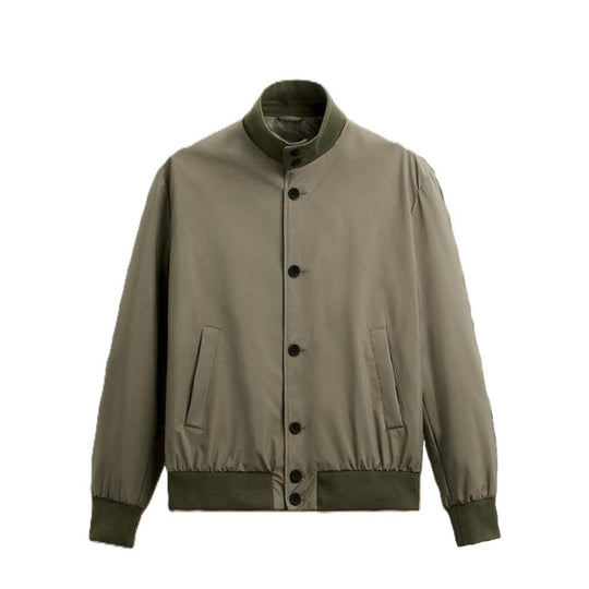 Herren stylische und praktische Bomberjacke mit elastischem Bund und Knopfleiste EB