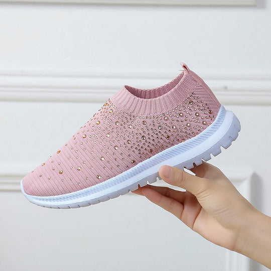 Damen modische Slip-On Sneakers mit Glitzerapplikationen EB