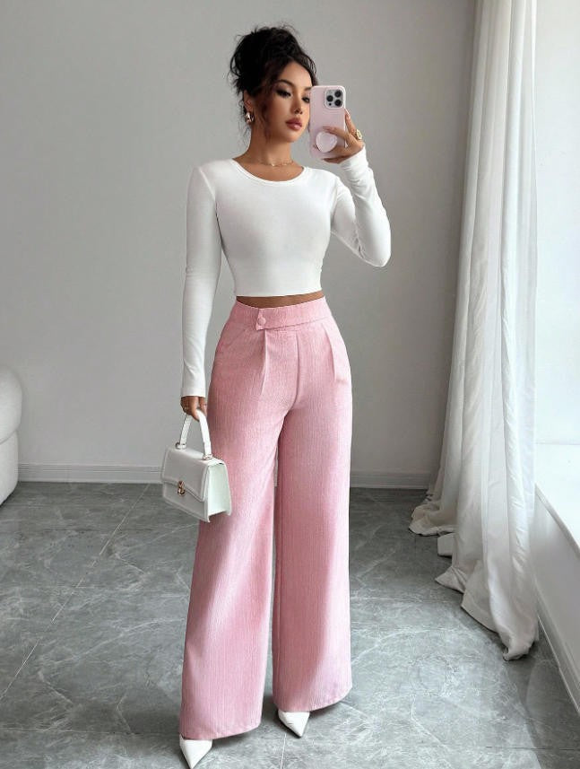 Damen Hoch taillierte, elegante und weiche Hose EB