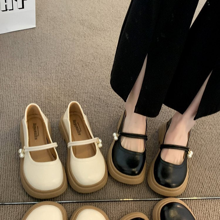 Damen elegante Mary Jane Schuhe mit modischen Perlenakzenten EB
