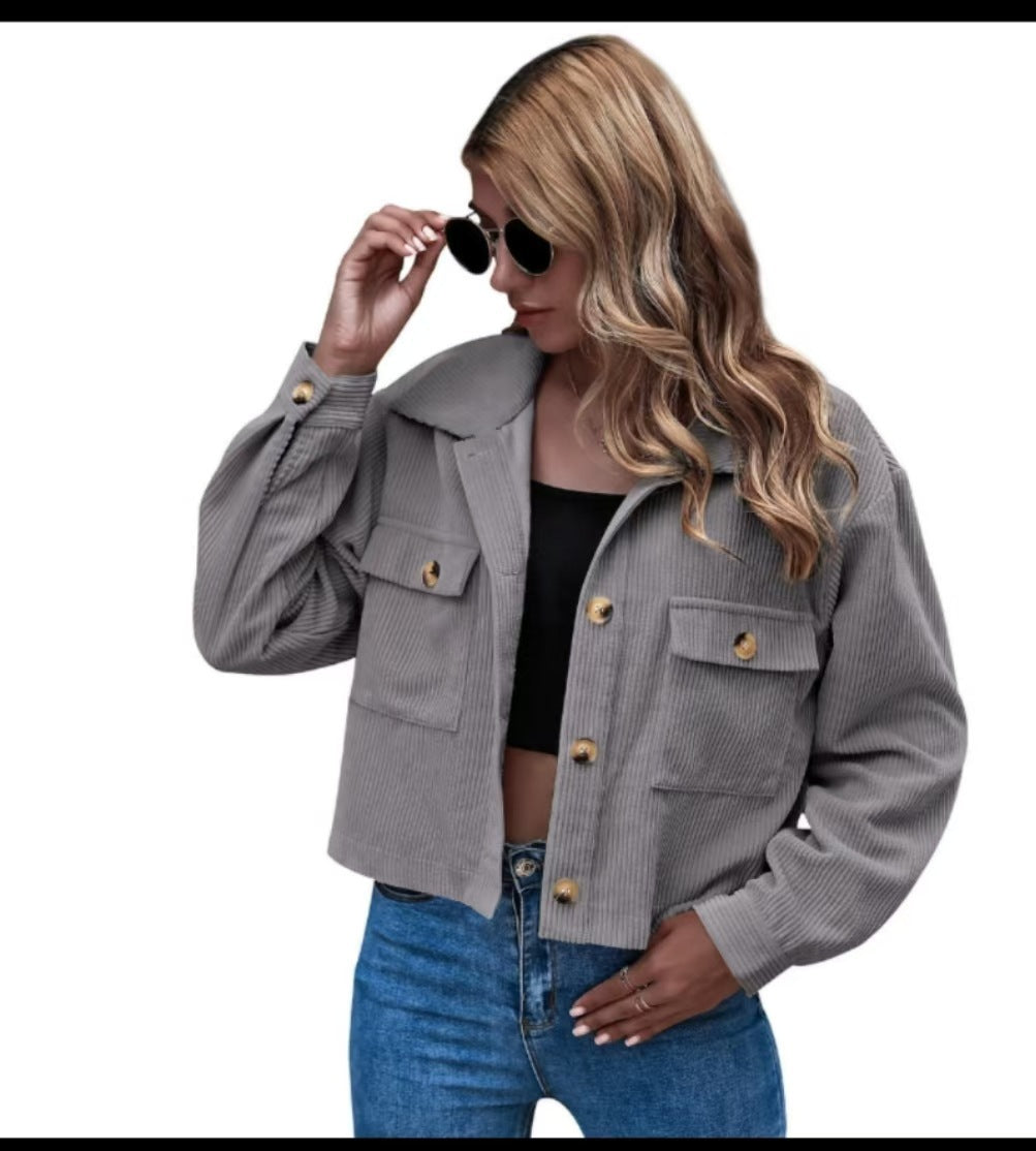 Damen Cordjacke mit praktischen Taschen EB