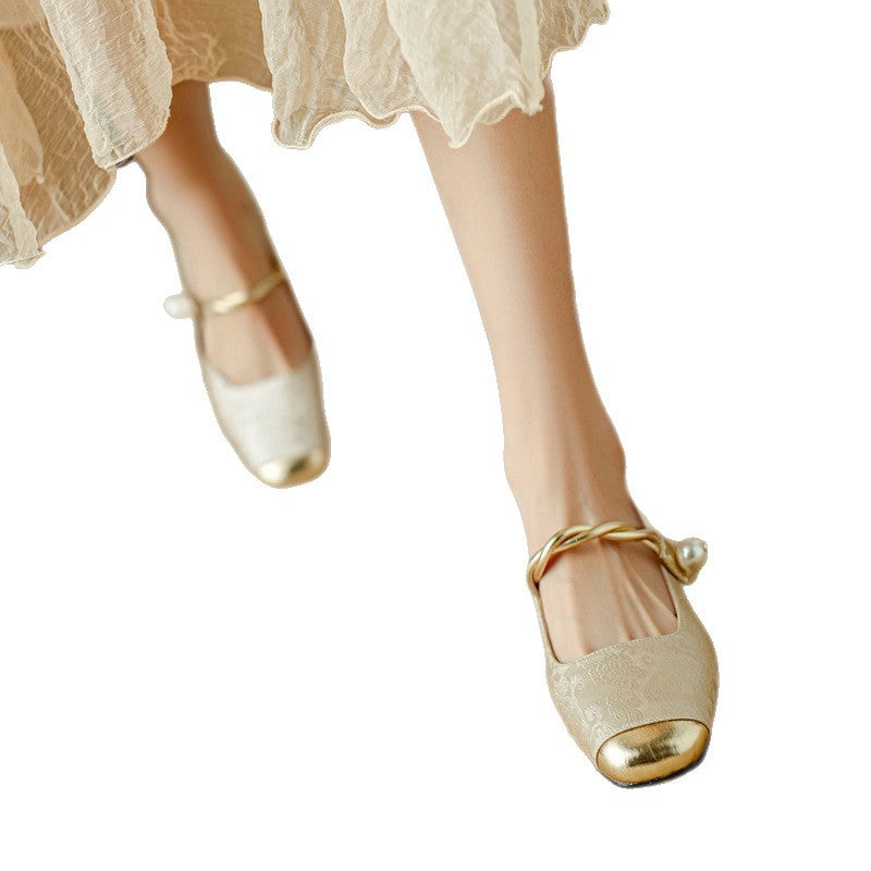 Damen Ballerinas mit Perlenschmuck und elegantem Design EB