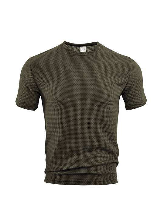Herren nan Waffelstruktur-T-Shirt mit Rundhalsausschnitt und körpernaher Passform EB