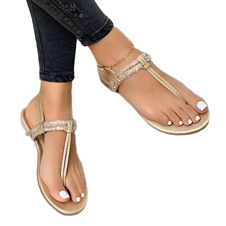 Damen Glamouröse Zehentrenner-Sandalen mit glitzerndem Riemen EB
