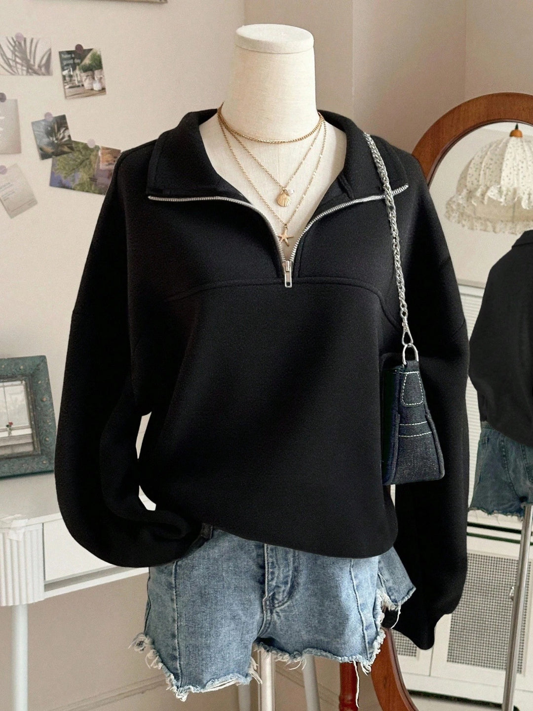 Damen Sweatshirt mit hohem Kragen EB