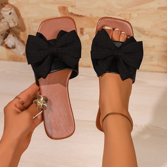 Damen elegante Flats mit voluminöser Schleifen-Applikation EB