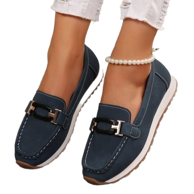 Damen Mokassin-Schuhe mit modischem Schnallenakzent und bequemem Fußbett EB