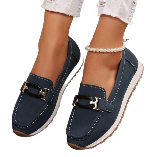 Damen Mokassin-Schuhe mit modischem Schnallenakzent und bequemem Fußbett EB