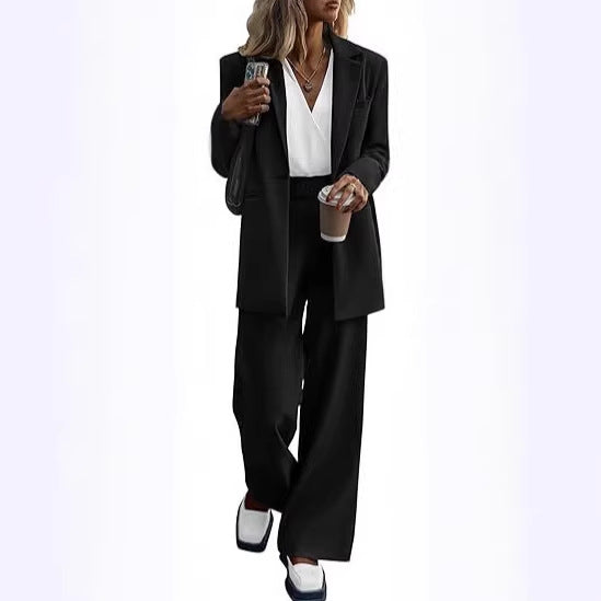 Damen Oversize-Hosenanzug mit Longblazer und weiter Bundfaltenhose EB