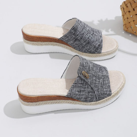 Damen Wedge-Pantoletten mit elastischem Riemendesign und rutschfester Sohle EB