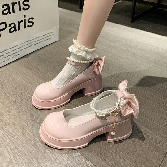 Damen elegante High Heels mit Perlen- und Rüschendetail EB