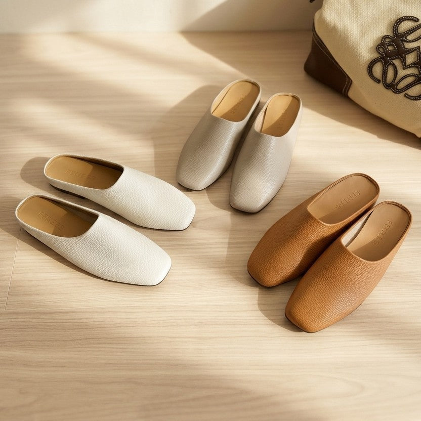 Damen elegante Mules aus hochwertigem Leder mit Komfortsohle EB