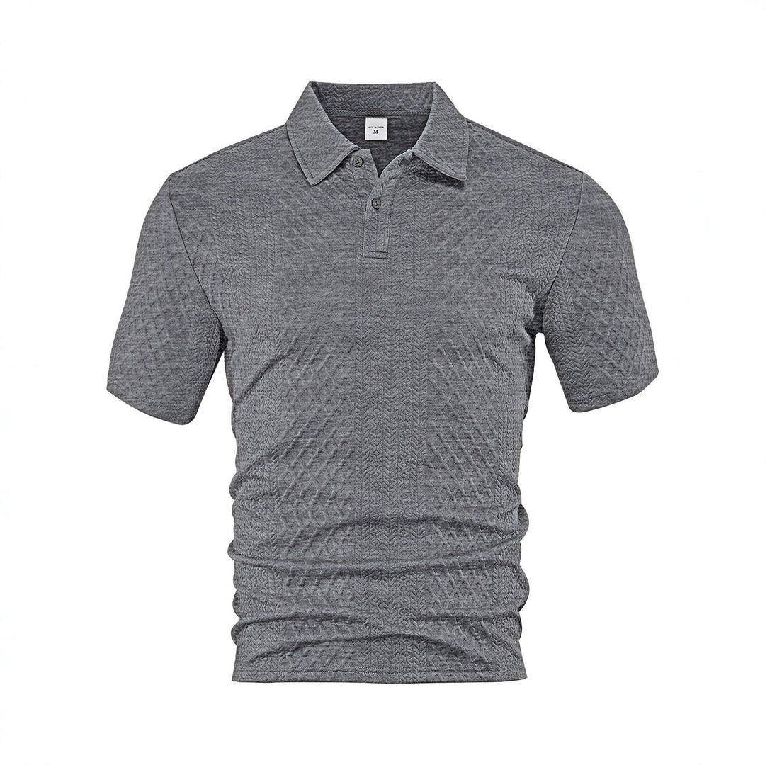 Herren nan texturiertes Jacquard-Poloshirt kurzärmelig schmaler Schnitt mit Polokragen EB