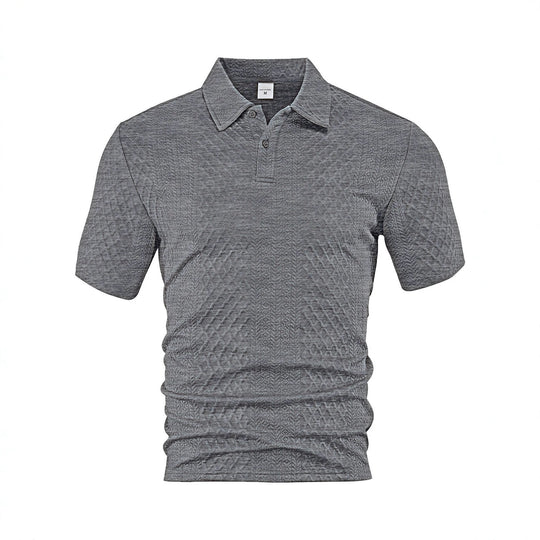 Herren nan texturiertes Jacquard-Poloshirt kurzärmelig schmaler Schnitt mit Polokragen EB