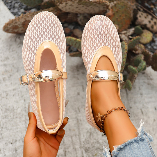 Damen Stilettos mit netzartigem Obermaterial und moderner Schnallenapplikation EB