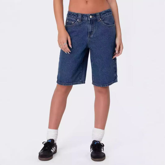 Damen modische Denim-Shorts im lässigen Schnitt mit hoher Taille EB