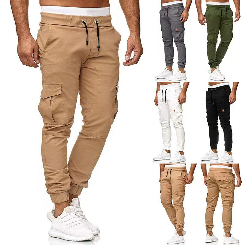 Herren nan taktische Cargo-Jogger mit Tunnelzug, elastischen Bündchen und Mehrfach-Taschen EB