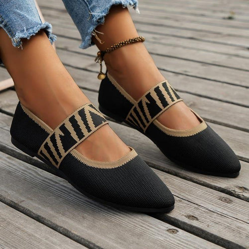 Damen Ballerinas mit elastischem Riemen und atmungsaktiver Oberflächenstruktur EB