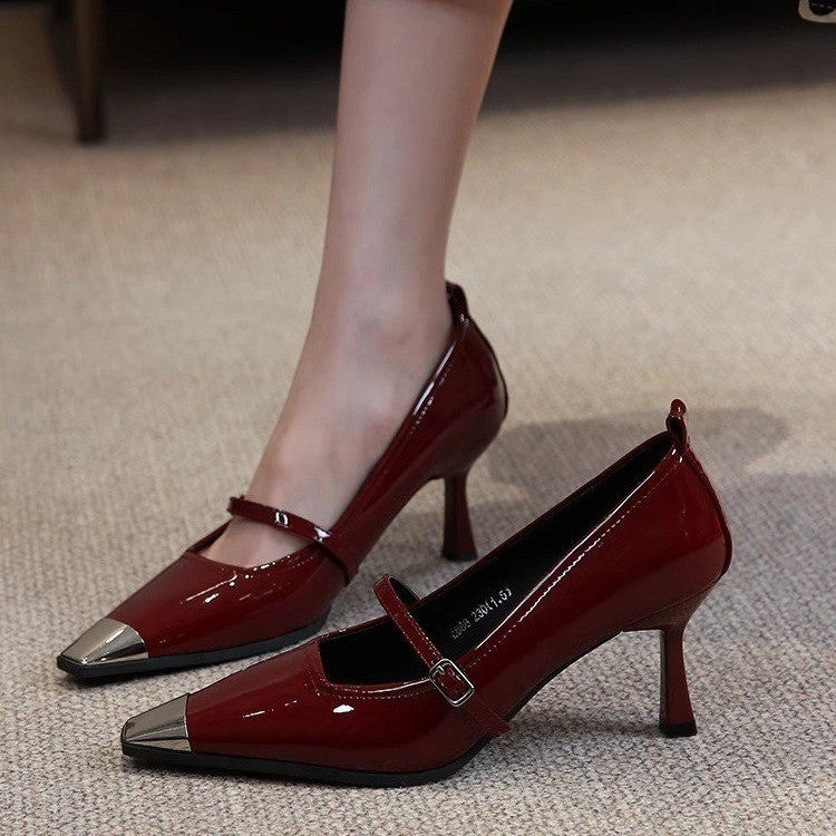 Damen elegante Slingback-Pumps mit spitzem Zehenbereich und glitzerndem Obermaterial EB