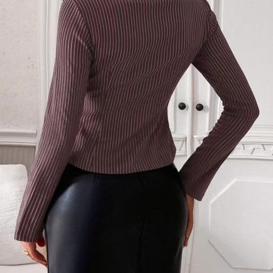 Damen Langarmbluse mit feinem Streifenmuster Heidi-Mode